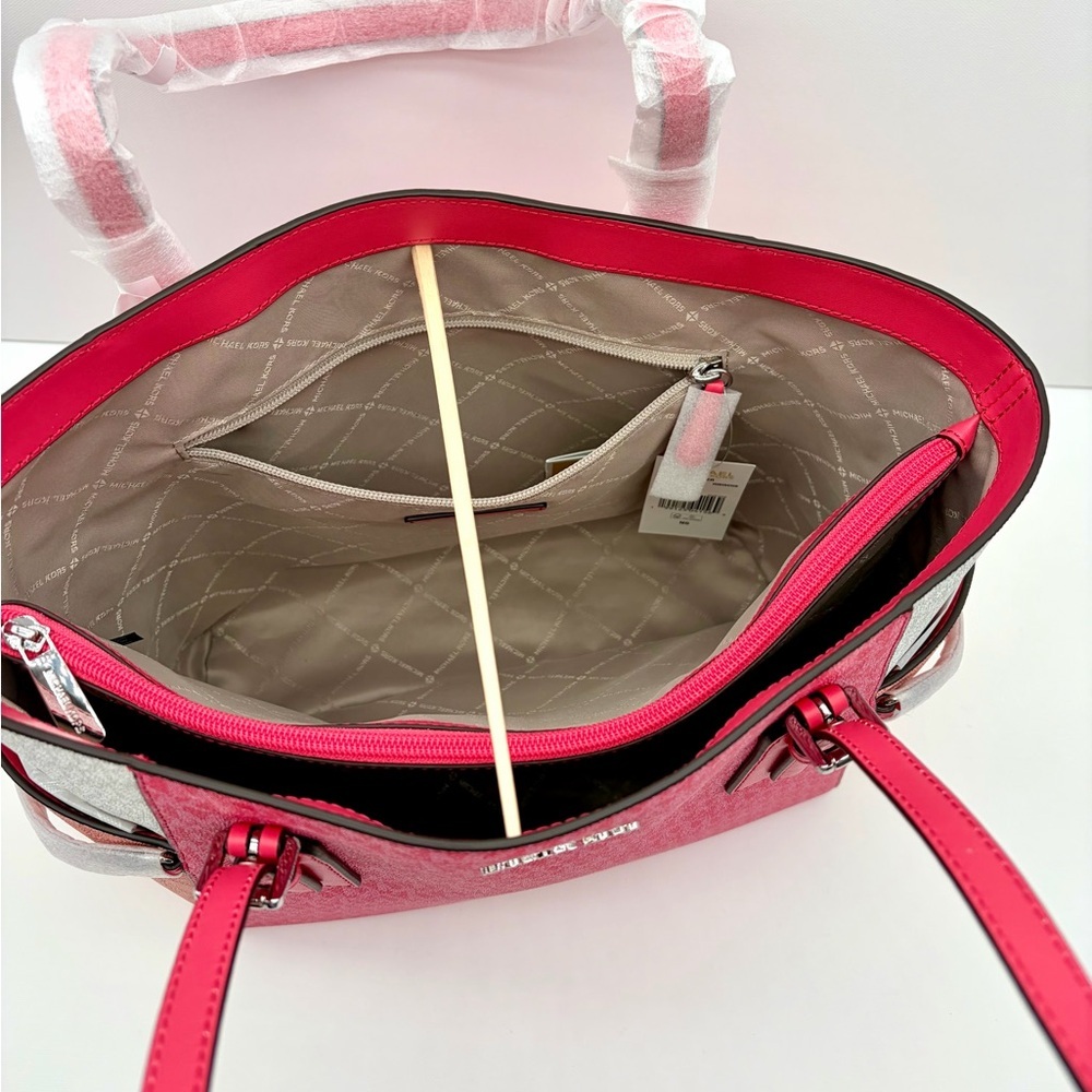 Michael Kors Pink and White Tri-Tone MK Logo Tote - Picture 8 of 15